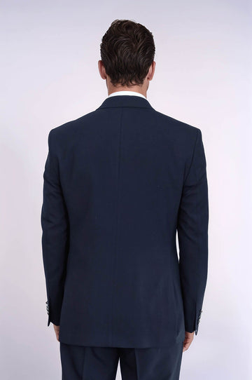 Men's Navy Double-Breasted Suit with Silver-Tone Buttons