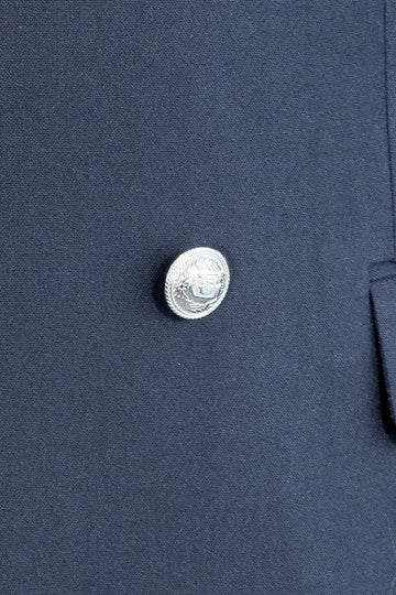 Men's Navy Double-Breasted Suit with Silver-Tone Buttons