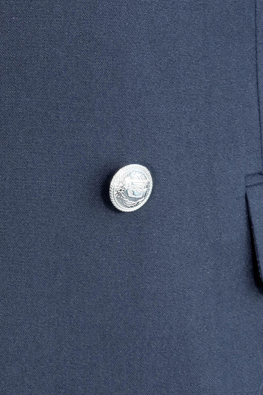 Men's Navy Double-Breasted Suit with Silver-Tone Buttons
