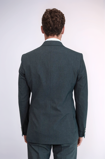 Men's Dark Grey Double-Breasted Suit with Silver Buttons