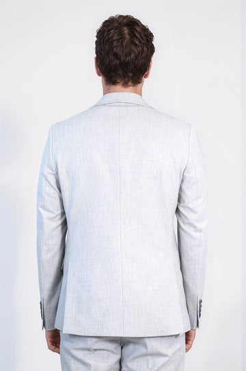 Light Grey Slim Fit Two-Button Linen-Look Men's Suit | Wessi