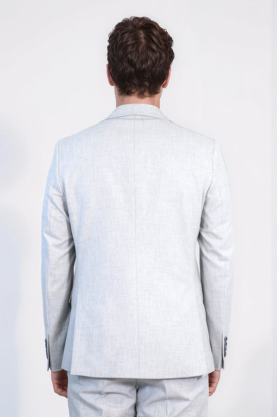 Light Grey Slim Fit Two-Button Linen-Look Men's Suit | Wessi