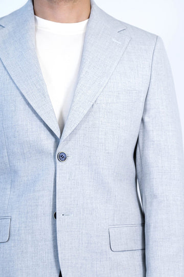 Light Grey Slim Fit Two-Button Linen-Look Men's Suit | Wessi