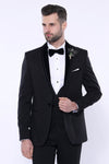 Men's Black 3-Piece Tuxedo with Detachable Velvet Shawl Lapel