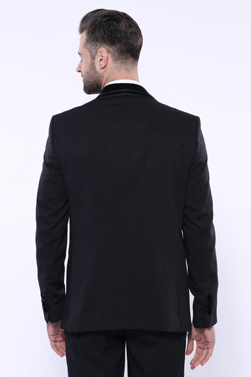 Men's Black 3-Piece Tuxedo with Detachable Velvet Shawl Lapel