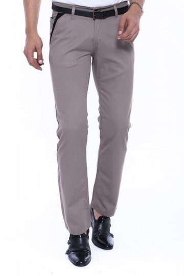Cream Slim Fit Plain Cotton Trousers – Wessi
