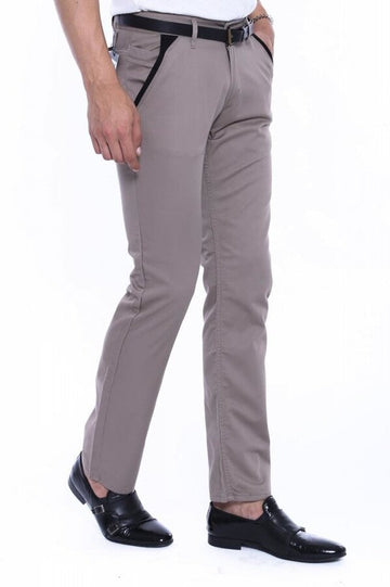Cream Slim Fit Plain Cotton Trousers – Wessi