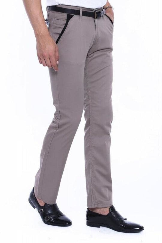 Cream Slim Fit Plain Cotton Trousers – Wessi
