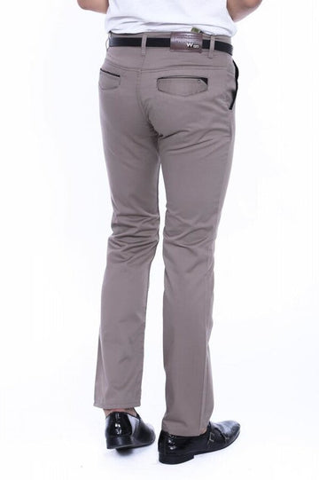 Cream Slim Fit Plain Cotton Trousers – Wessi