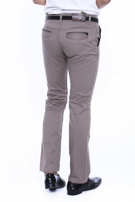 Cream Slim Fit Plain Cotton Trousers – Wessi