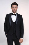 Men's Black 3-Piece Tuxedo with Satin Peak Lapel