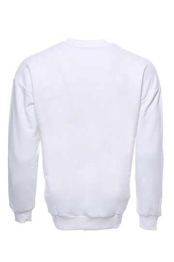 White Slim Fit Cat Printed Circle Neck Sweatshirt | Wessi