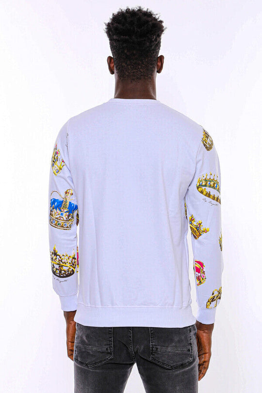 White Slim Fit Crew Neck Patterned Sweatshirt | Wessi