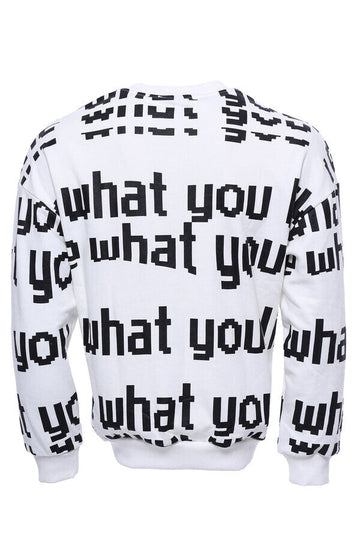 White Slim Fit Printed Circle Neck Sweatshirt | Wessi
