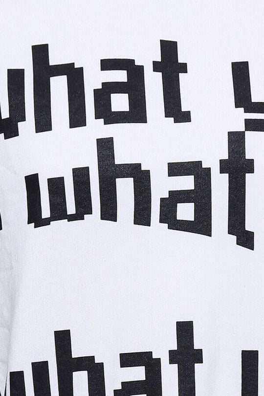 White Slim Fit Printed Circle Neck Sweatshirt | Wessi