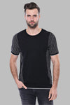 Crew Neck Patterned Knitted T-Shirt in Black | Wessi